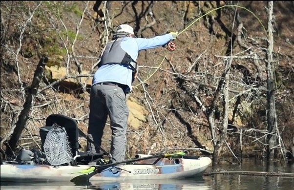 fly fishing from a kayak
