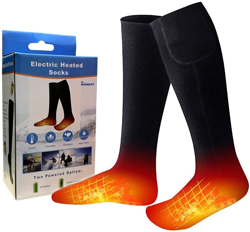 Soft Heated Socks 3 Temperatures Setting Heated Socks Two Rechargeable Batteries Foot Warmers for Feet Blood Circulation 