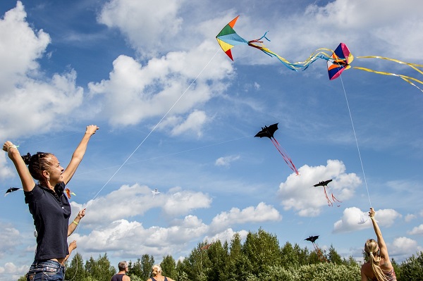 camping activities flying kites
