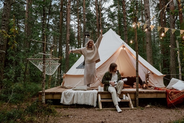 insulated yurt glamping couple