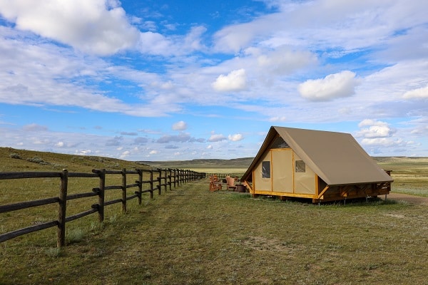 camping tent in Grasslands National Park Saskatchewan Canada